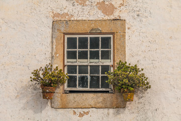 Old window background in the rustic building