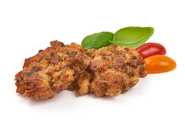 Homemade Chicken Patties, isolated on white background