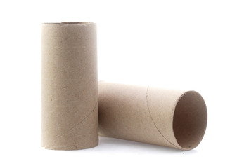 Leftover tissue paper roll on white isolate background
