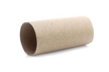 Leftover tissue paper roll on white isolate background