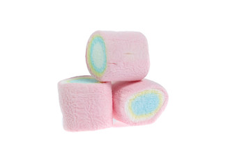 colorful marshmallows candy  on white background