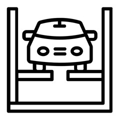 Two Post Car Lifts Concept, hydraulic clear floor automobile Vehicle lifter for home garage vector icon design, Tire Repair Tools and Wheel Shop Equipment on White background 