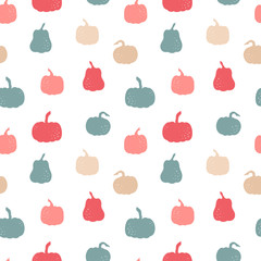 Cute hand drawn pumpkin seamless pattern, great for Thanks Giving and Autumn background, textiles, wallpapers, banners - vector design