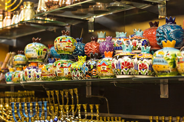 Souvenir  ceramic  for sale at Jerusalem's Old Town market.