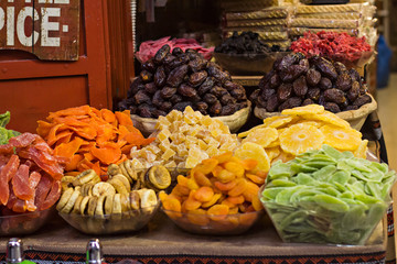 Counter with various dried fruits on the Grand Bazaar