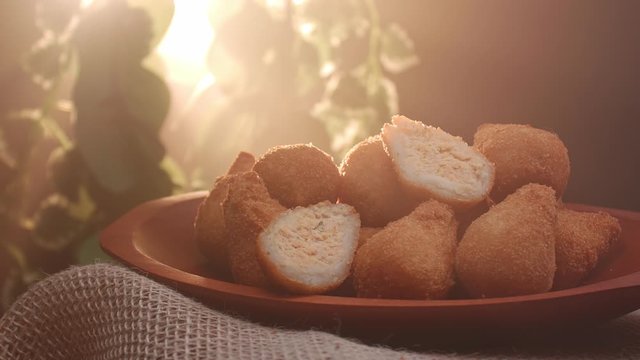 A traditional food in Brazil called Coxinha. Stuffed with chicken