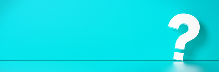 question mark in front of a red color wall background. Business support concept - 3D Rendering.