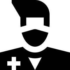 A doctor in a medical gown and face mask. Vector icon. Medic.