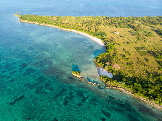 Aerial view at Ras Kigomasha peninsula. The northern edge of Pemba Island, Zanzibar, Tanzania. Africa