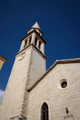 Fototapeta na wymiar Church in Budva, city located on the coast of the Adriatic Sea in Montenegro, Europe.