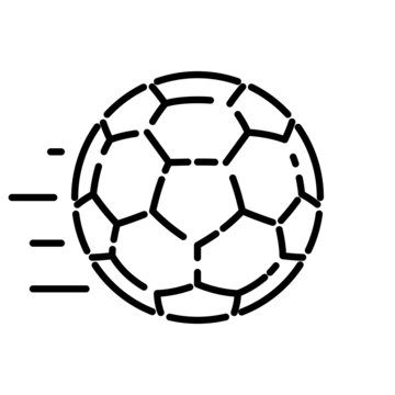 Football ball line icon/ Vector illustration of football ball with black lines/ Soccer ball vector