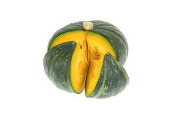 green pumpkin isolated on white