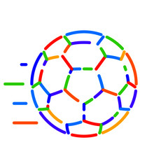 Football ball line icon/ Vector illustration of football ball with colorful lines/ Colorful soccer ball
