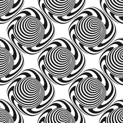 Fototapeta premium Black and white striped background. Seamless pattern with optical illusion. Simple graphic design. 3d vector illustration.