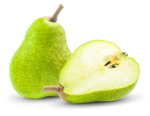 fresh green pear fruit isolated on white background
