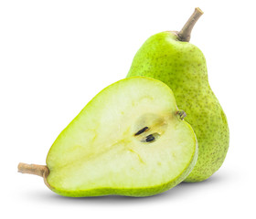 fresh green pear fruit isolated on white background