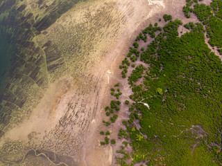 Aerial view of the water coast line at East Pemba island Near to Mkangale in Zanzibar Archipelago, Tanzania, Indian ocean