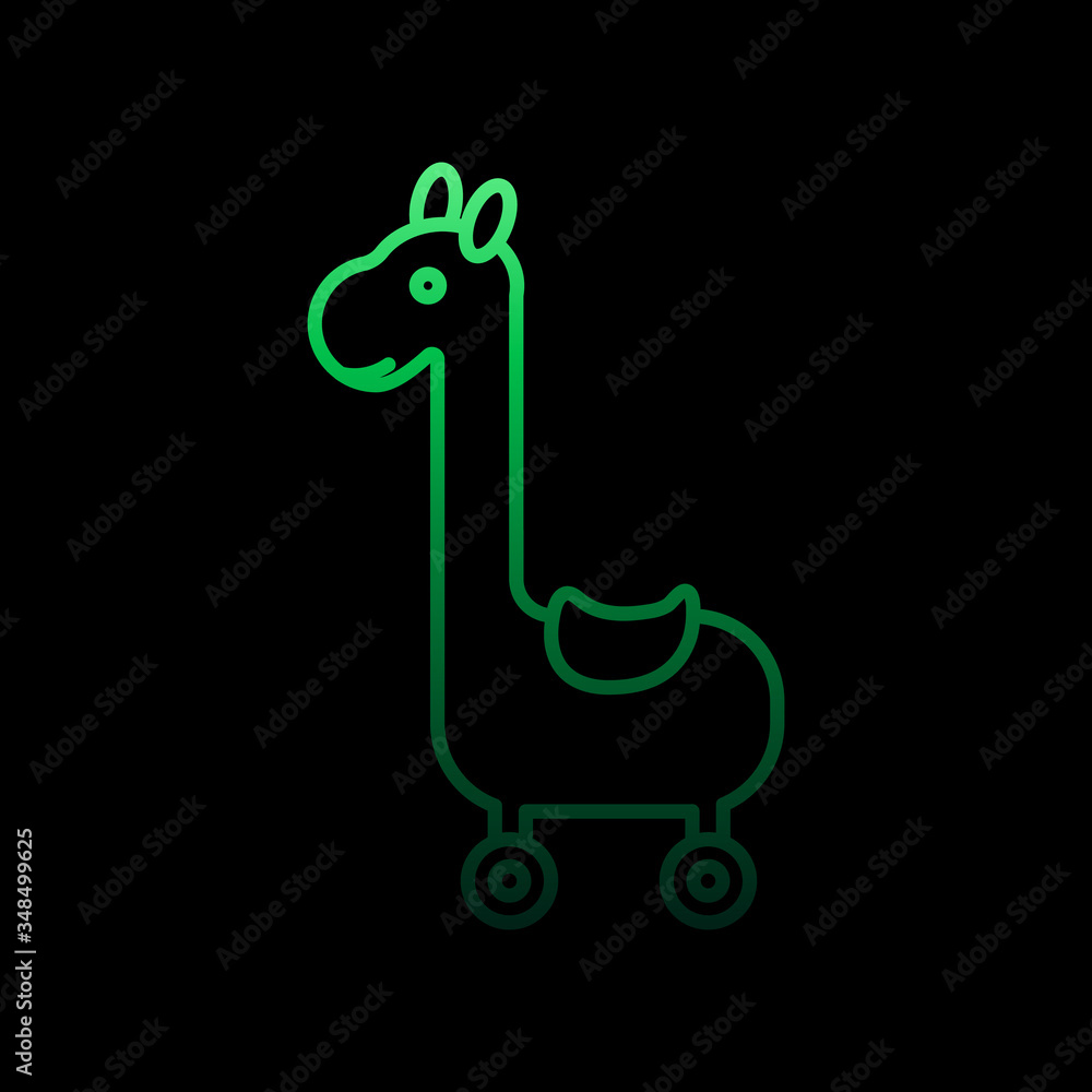 Poster giraffe on wheels line nolan icon. simple thin line, outline vector of toys icons for ui and ux, web