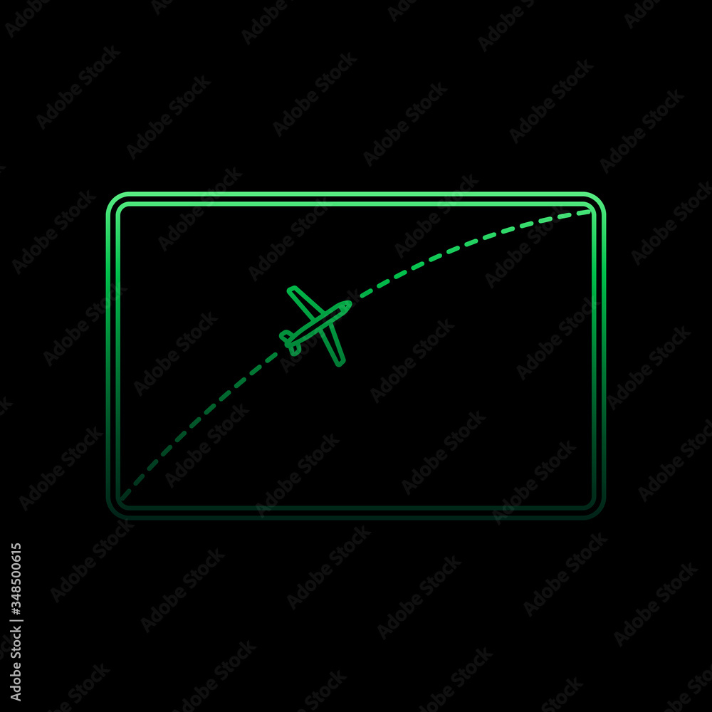 Poster aircraft trajectory on the screen nolan icon. simple thin line, outline vector of airport icons for 