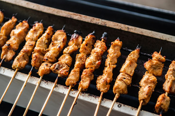 grilled chicken skewers or sate on the grill