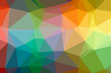 Illustration of abstract Blue, Green, Orange horizontal low poly background. Beautiful polygon design pattern.