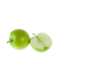 copy space green apple isolated on white