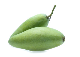 green mango on white background