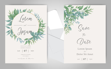 Fototapeta na wymiar Greenery Vintage Wedding Invitation Cards template