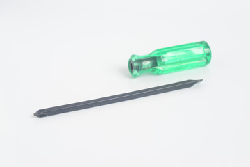 Common screwdriver  and Cross - Reset Head Screwdriver on white background