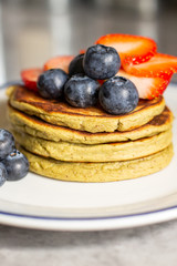 Protein Pancakes - Matcha with Fruit on Top
