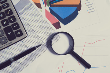 Obraz premium Financial accounting stock market graphs analysis