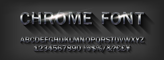 Chrome Alphabet Vector Font. - 348503805