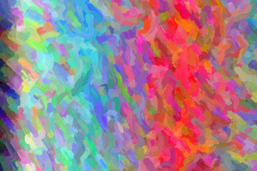 Blue, yellow, light pink and blue waves Impressionist Impasto abstract paint background.