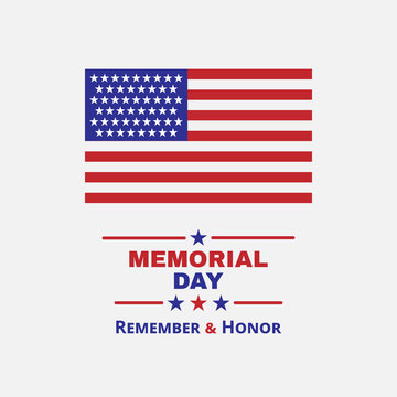Memorial day. Remember and honor. American flag. Patriotic symbol. logo. Stock - Vector illustration.