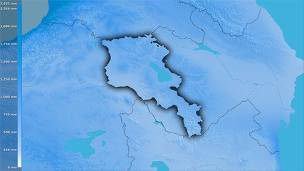 Armenia, annual precipitation - dark glow
