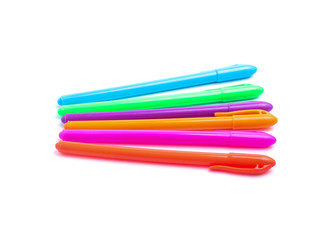 Colorful  pen set on isolated background