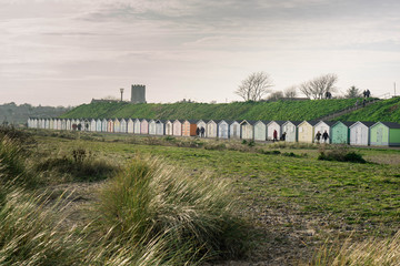 Colourful beach huts, South Beach in Lowesoft, Norfolk, UK