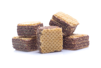 wafer chocolate dessert on white background