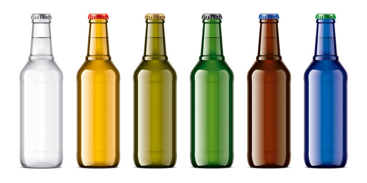 Colored Glass Bottles set. 