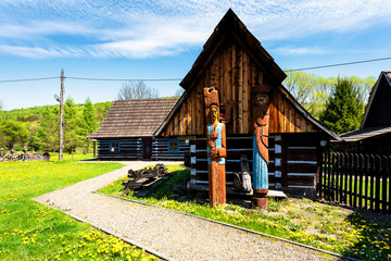Zyndranowa, Poland - May 10, 202,: Typical Lemko wooden log house in the museum of Lemko Culture,...