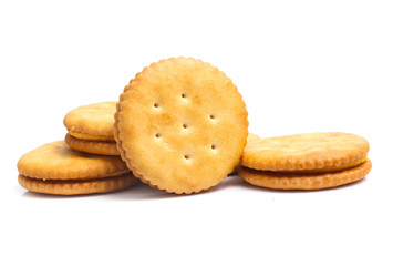 Sandwich cracker on white background