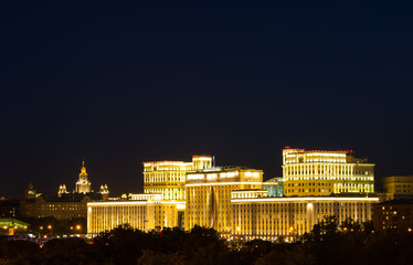 Night Moscow view from point of view in Gorkiy park