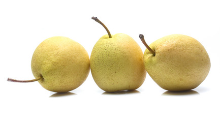 Chinese pear on white background,yellow