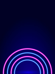 Neon arch-shaped lighting. Abstract background. Vector stok illustration for poster