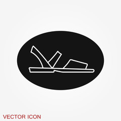 Sandal icon, symbol of womanish shoe, vector