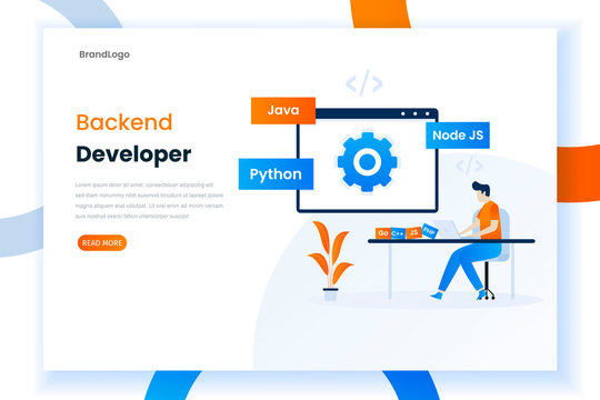 Backend development programming languages. This illustration can be used for websites, banners, mobile apps and others
