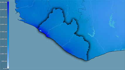 Liberia, annual precipitation - dark glow