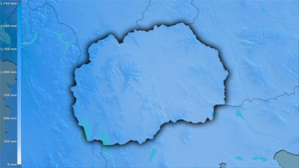 Obraz premium Macedonia, annual precipitation - dark glow