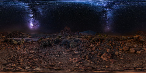 Milky Way 360 panorama night mount Teide