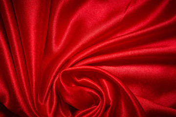 Luxury red satin smooth fabric background for celebration, ceremony, event invitation card or advertising poster
